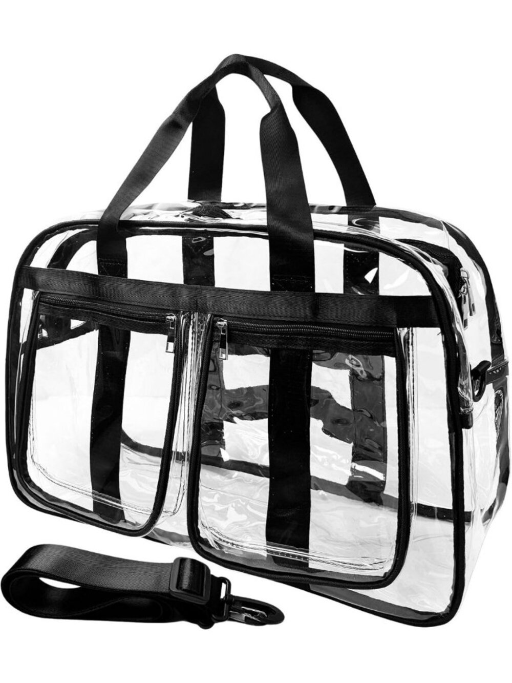 Extra Large Clear Tote Bag with 3 Pockets | Heavy Duty Crossbody for Travel